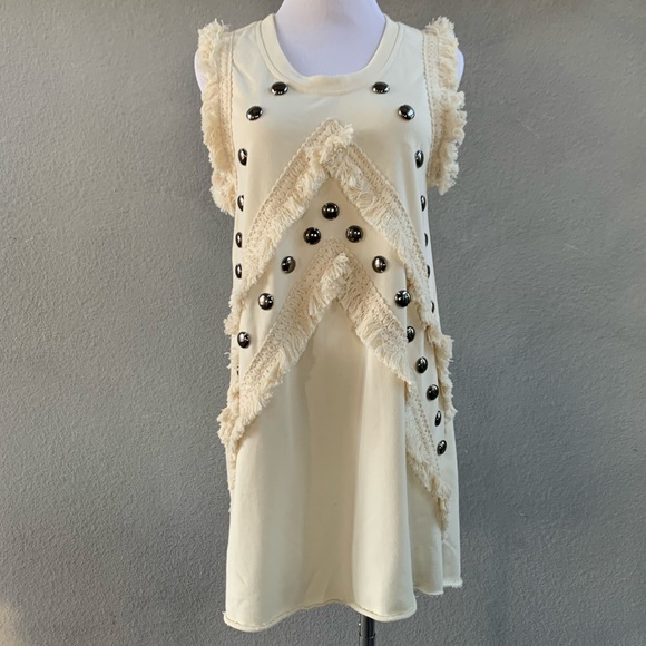 Mystic Prysm Ivory Fringe Studded Dress - Picture 7 of 8